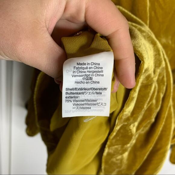 J. Crew Gold Crushed Velvet Faux Side Wrap Blouse Size 0 - Picture 8 of 11